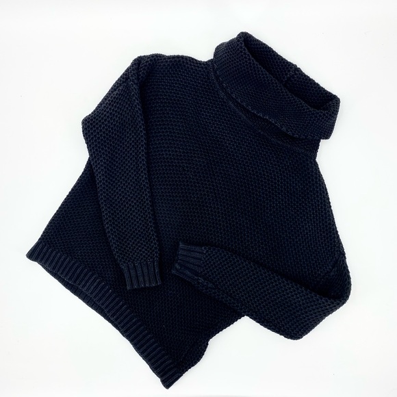 BEBE Oversize Cowl Neck Black Knit Chunky Sweater Size M - Picture 5 of 13